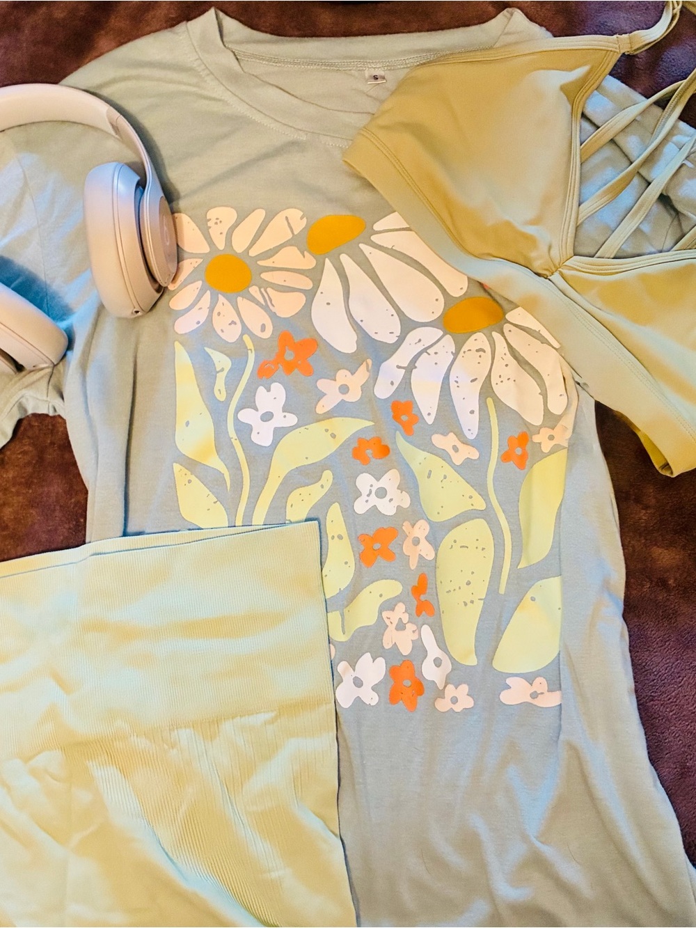 Oversized Floral Graphic Tee - Sage Green